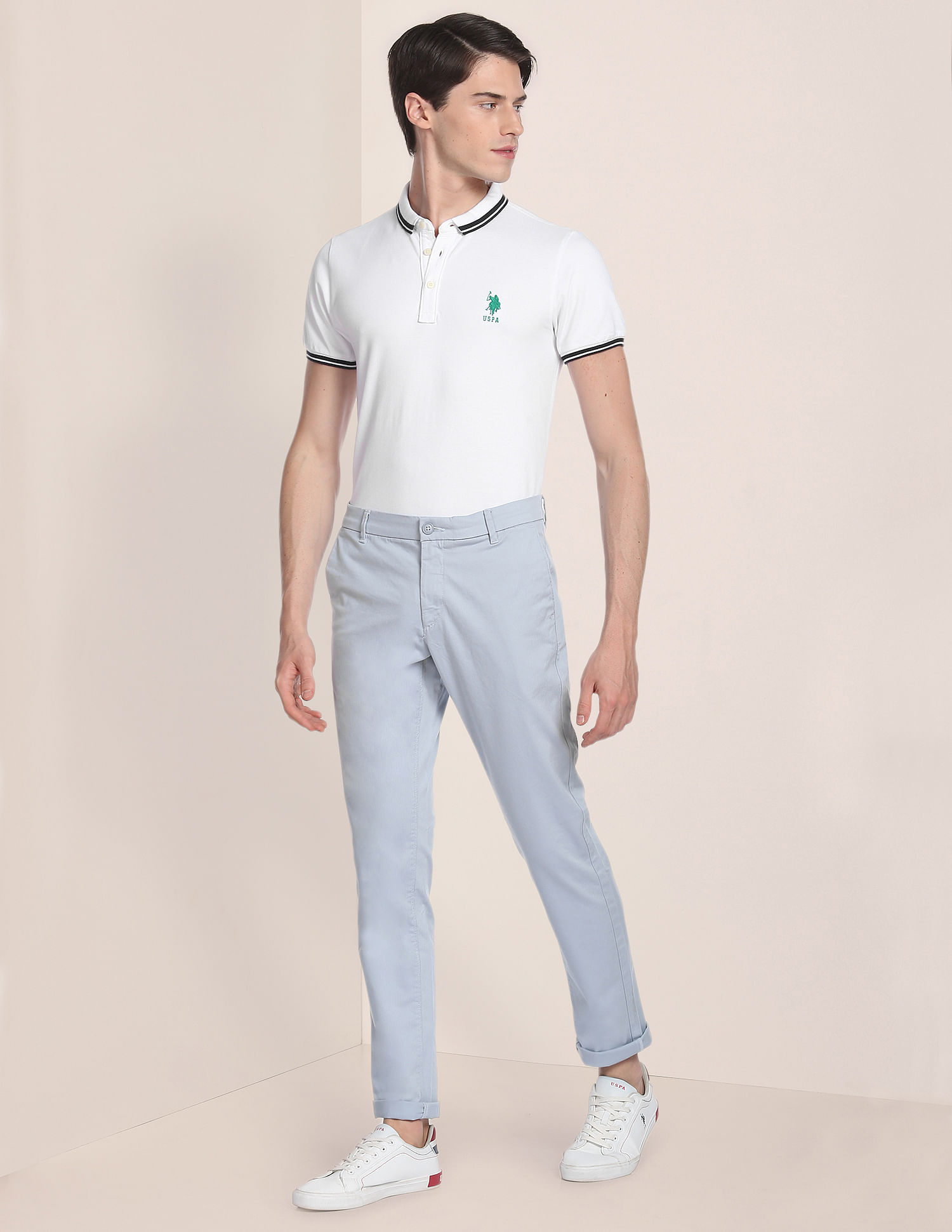 U.S. Polo Assn. Iconic Striped Collar Polo Shirt