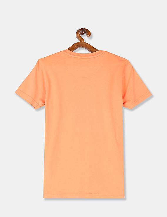 U.S. Polo Assn. Kids Boys Orange Crew Neck Printed T-Shirt