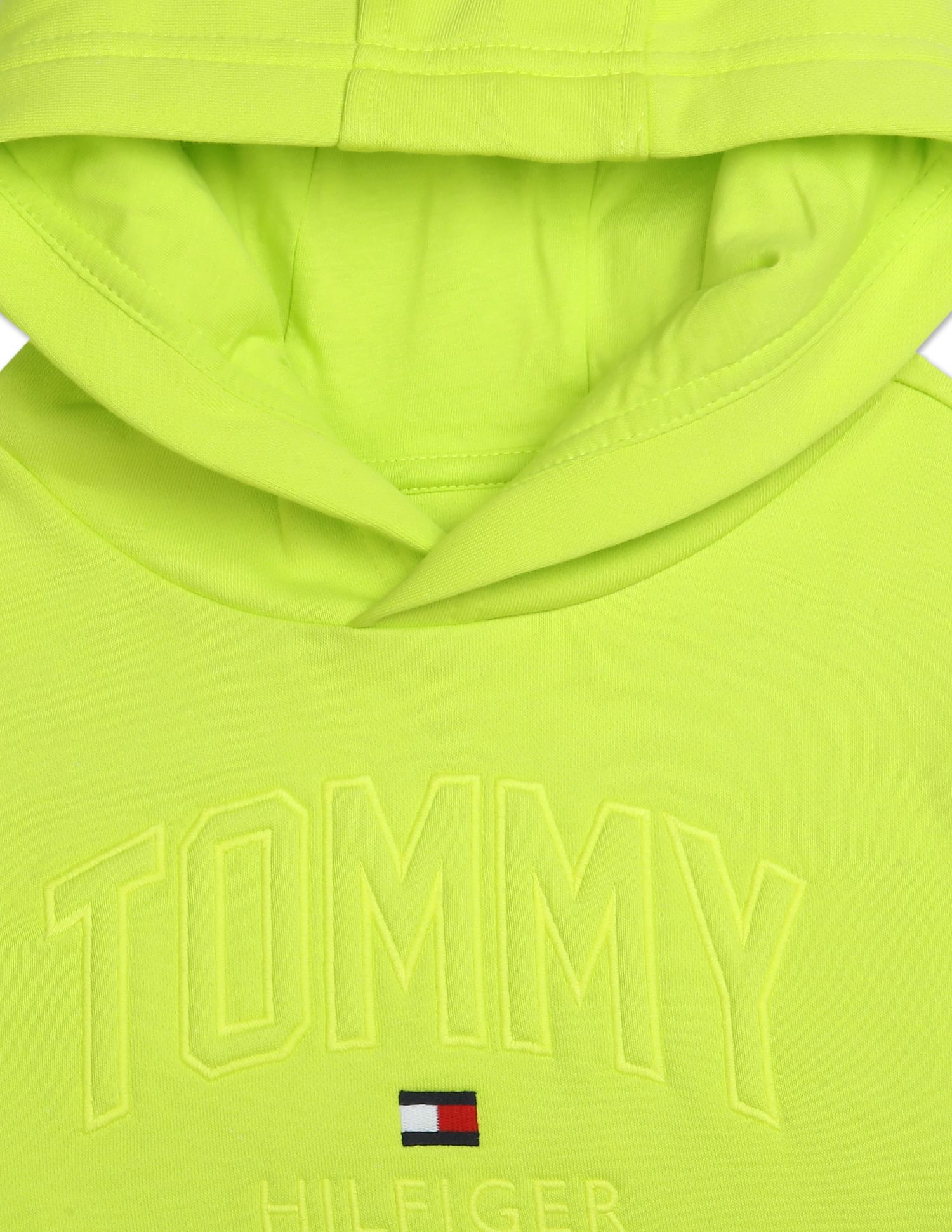 Buy Tommy Hilfiger Kids Boys Neon Green Appliqued Logo Hooded Sweatshirt NNNOW