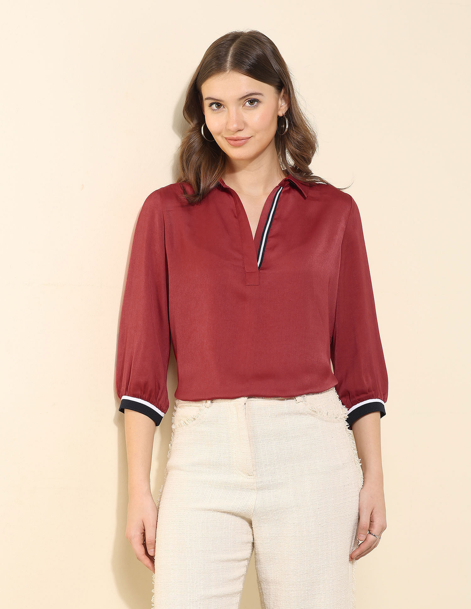 U.S. Polo Assn. Women Satin Solid Shirt