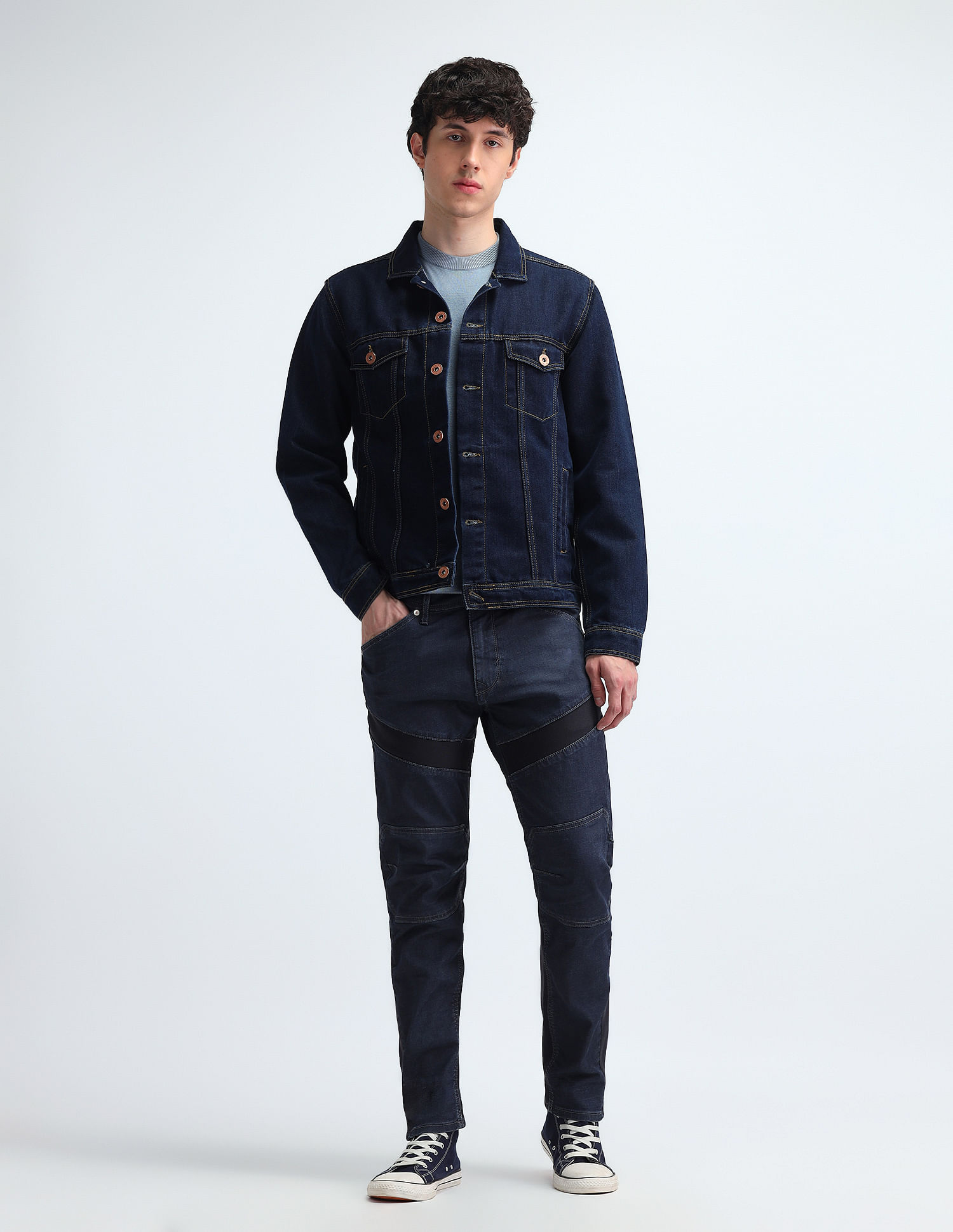 Flying Machine Slash Slim Tapered Fit Blue Jeans