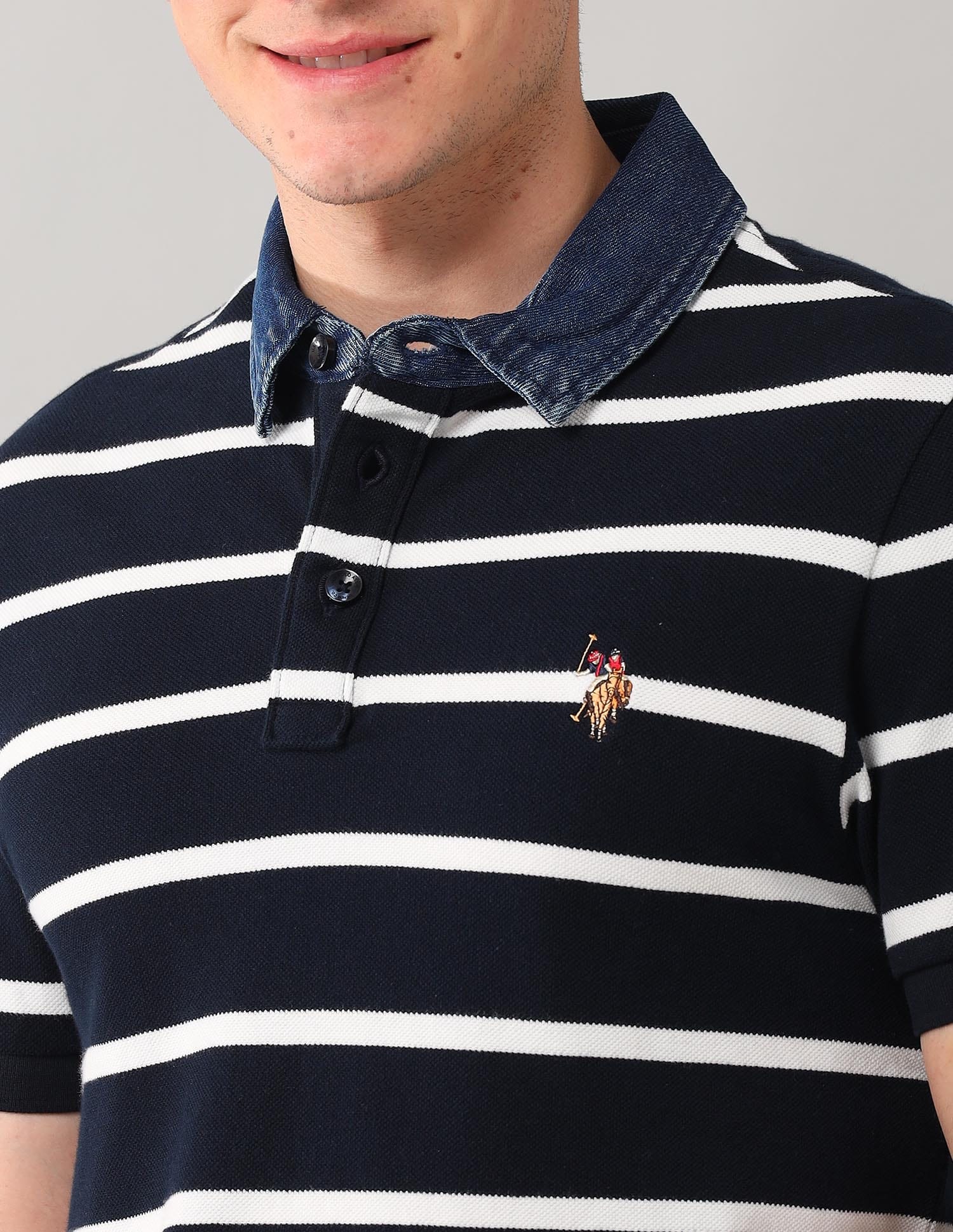Buy U.S. Polo Assn. Denim Co. Horizontal Stripes Pure Cotton Polo