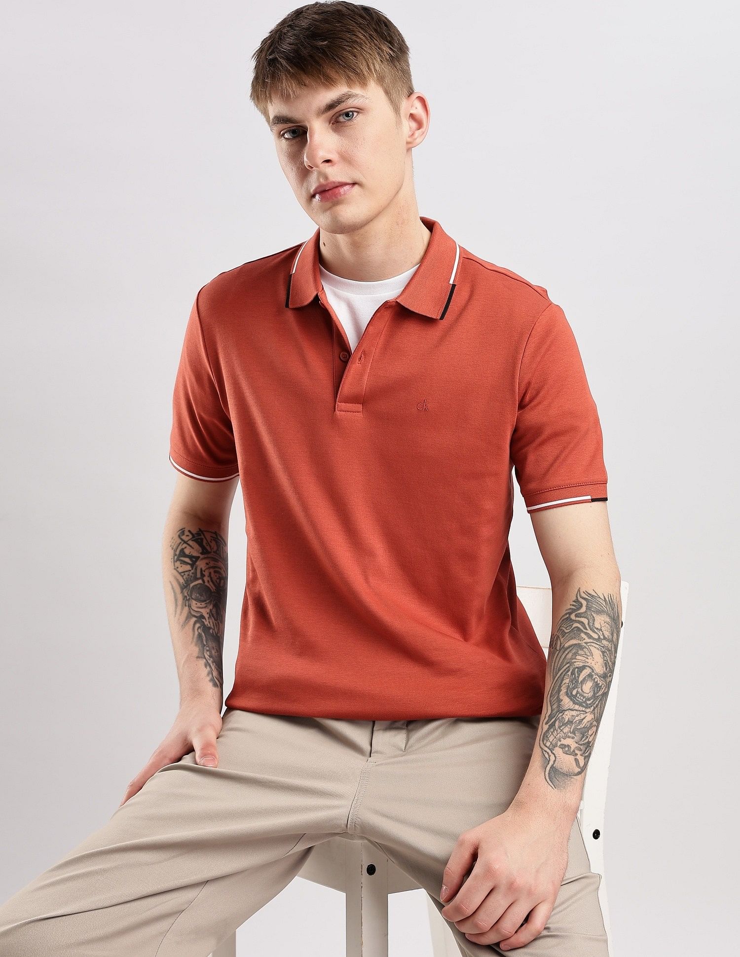 Calvin Klein Jeans Solid Slim Fit Cotton Polo Shirt
