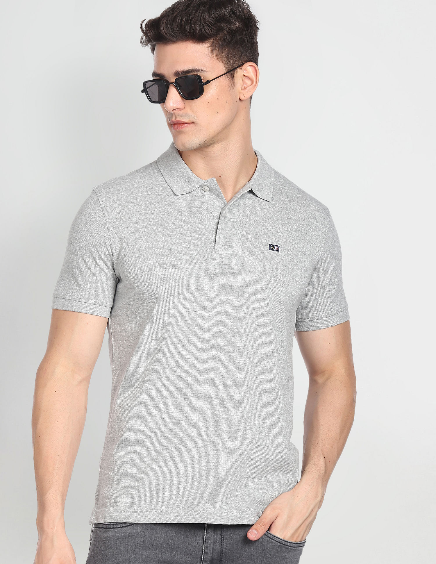 Arrow Sports Ribbed Cuff Heathered Polo Shirt