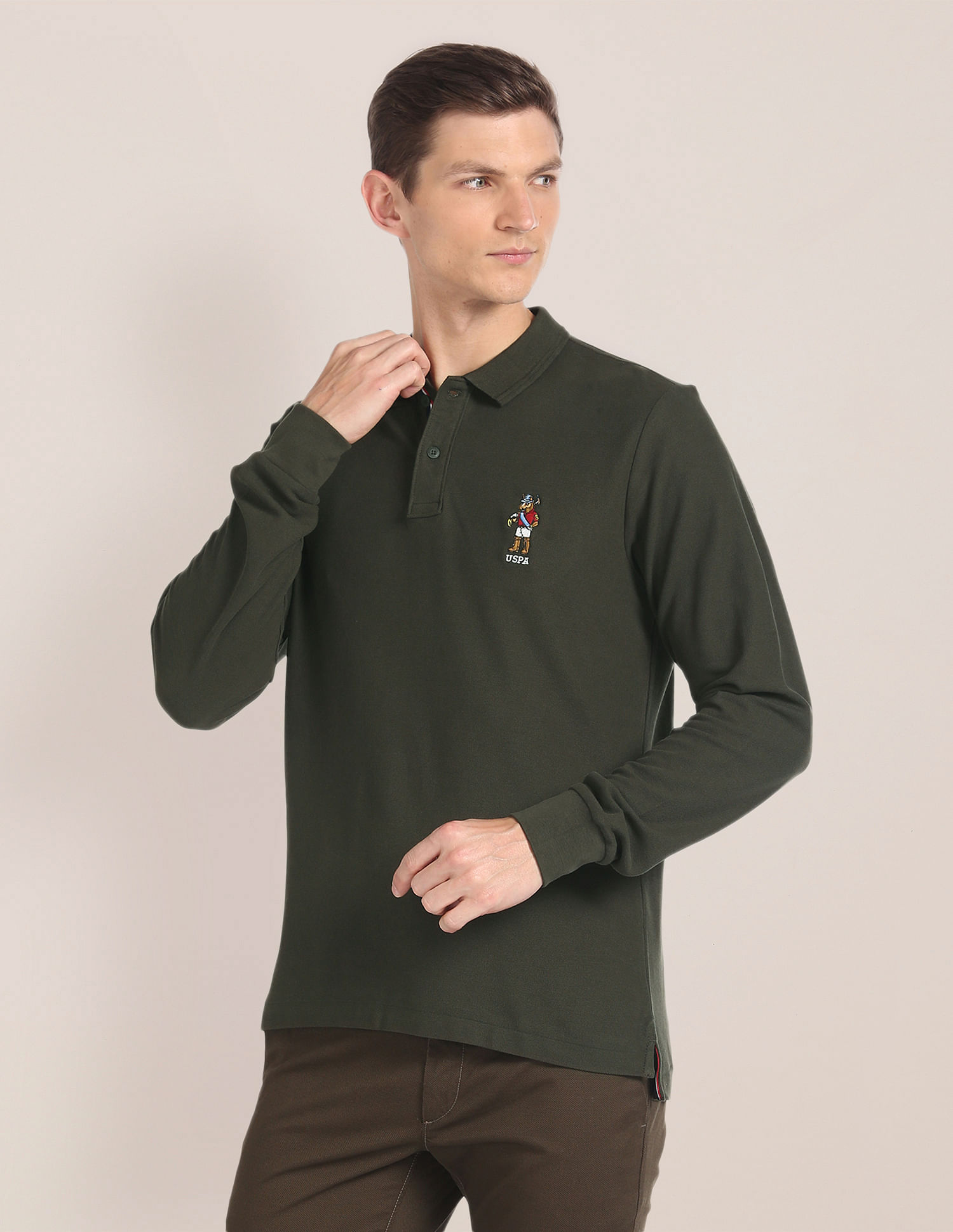 U.S. Polo Assn. Long Sleeve Solid Polo Shirt