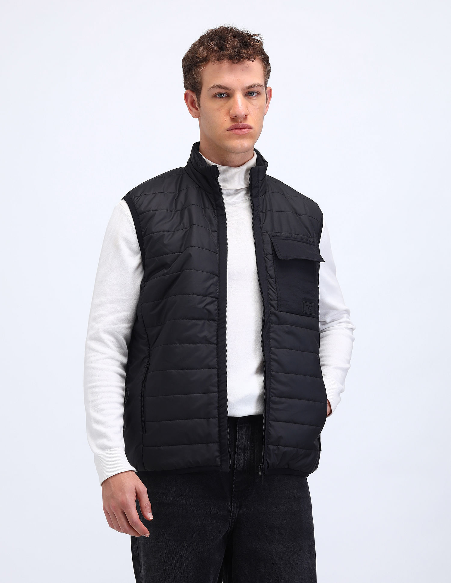 Flying Machine Regular Fit Solid Padded Jacket