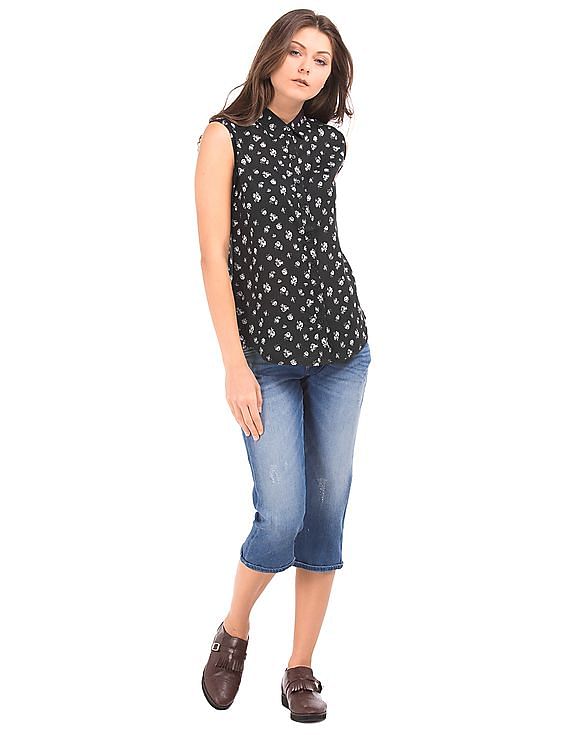 U.S. Polo Assn. Women Floral Print Sleeveless Shirt