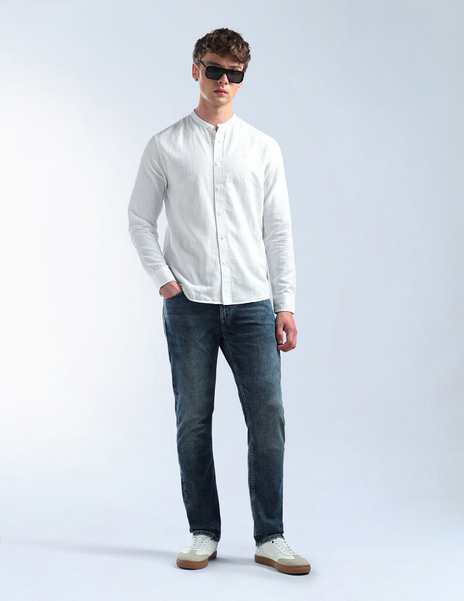 Flying Machine Textured Pattern Regular Fit Shirt