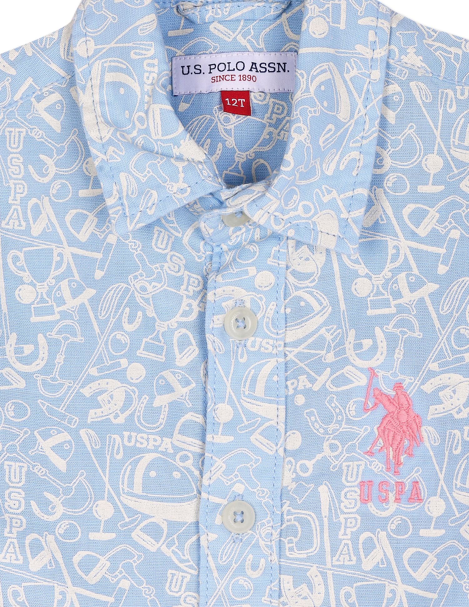 U.S. Polo Assn. Kids Boys Abstract Print Dobby Shirt