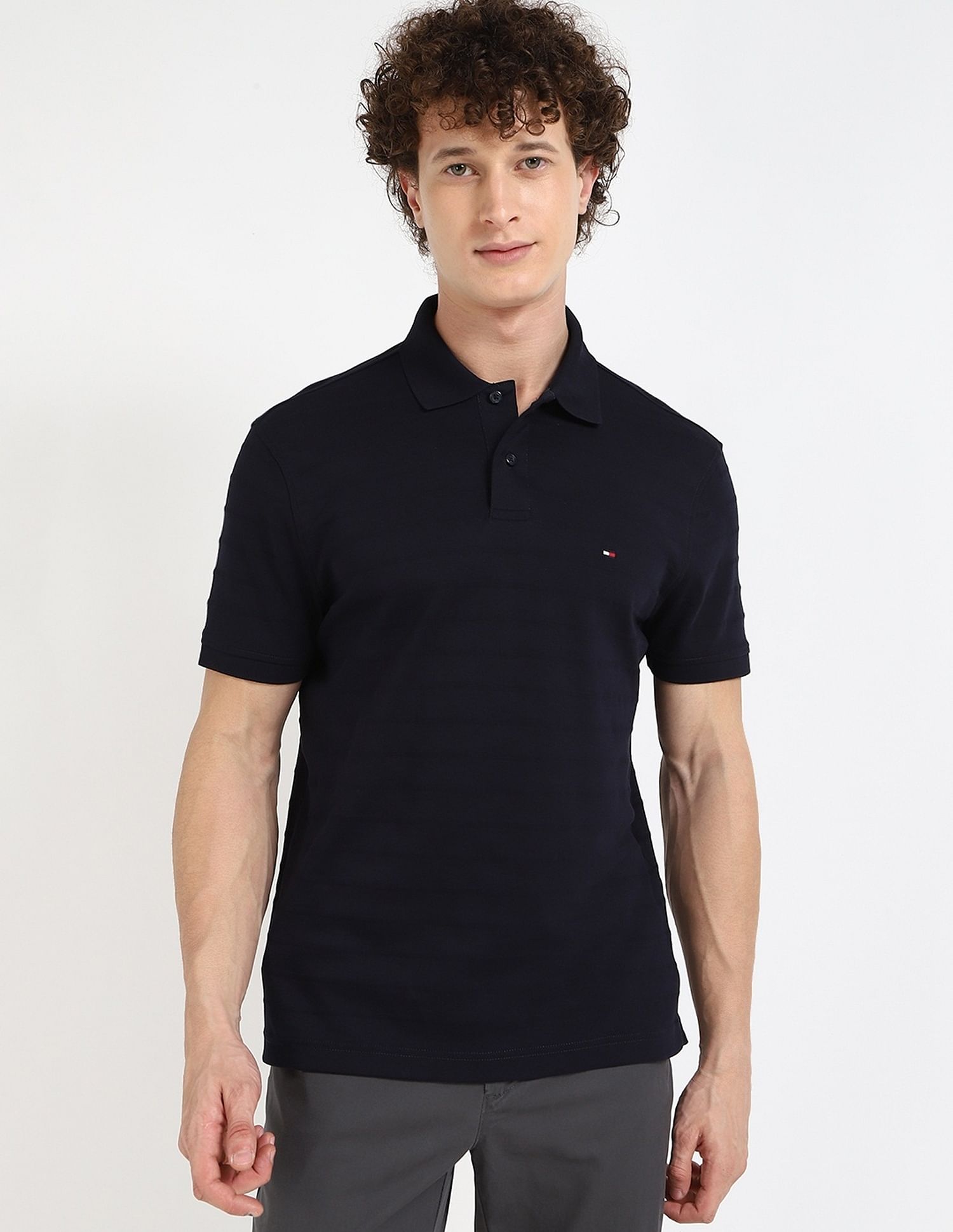 Tommy Hilfiger Solid Regular-Fit Cotton Polo Shirt