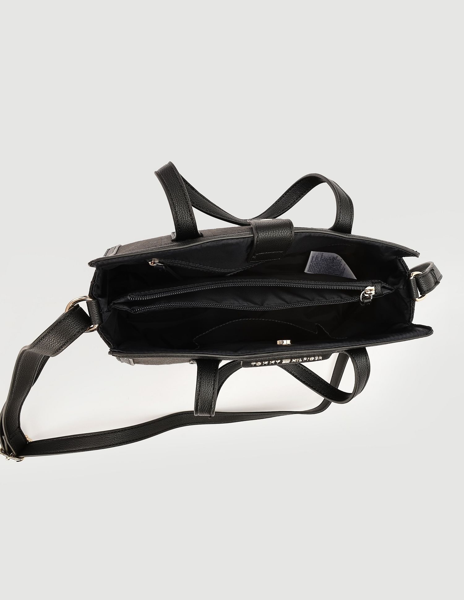 Tommy Hilfiger Printed Black Polyester Hand Bags