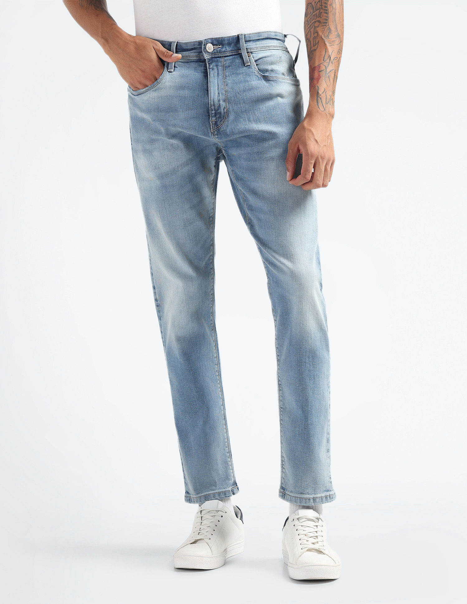 Flying Machine Slash Slim Tapered Stone Wash Jeans