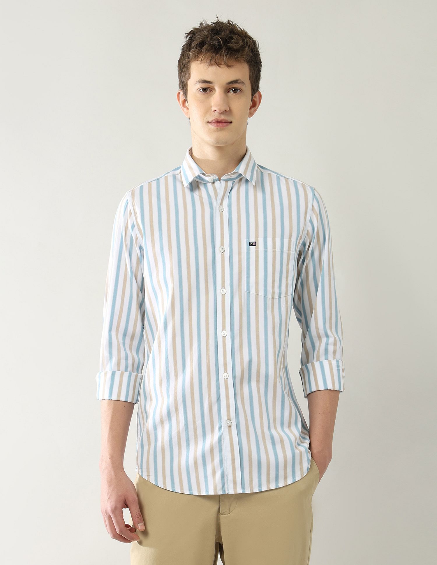 Arrow Sport Slim Fit Vertical Striped Shirt
