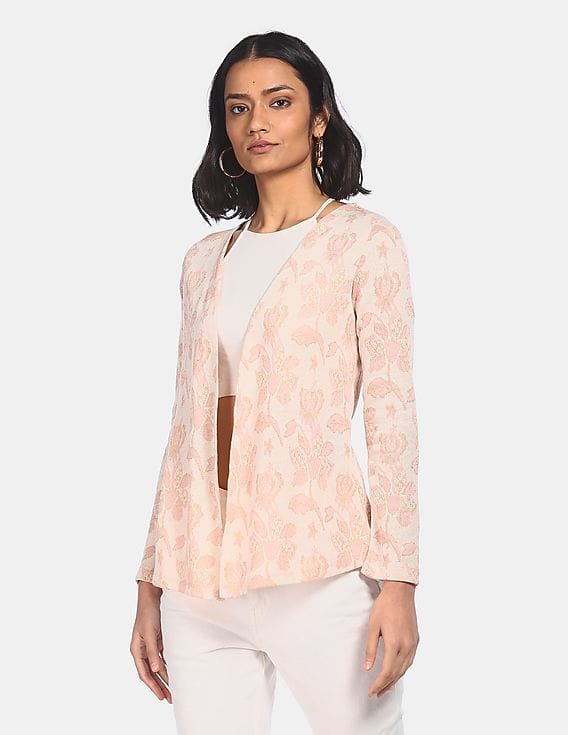 Buy SUGR Women Light Pink Open Front 
