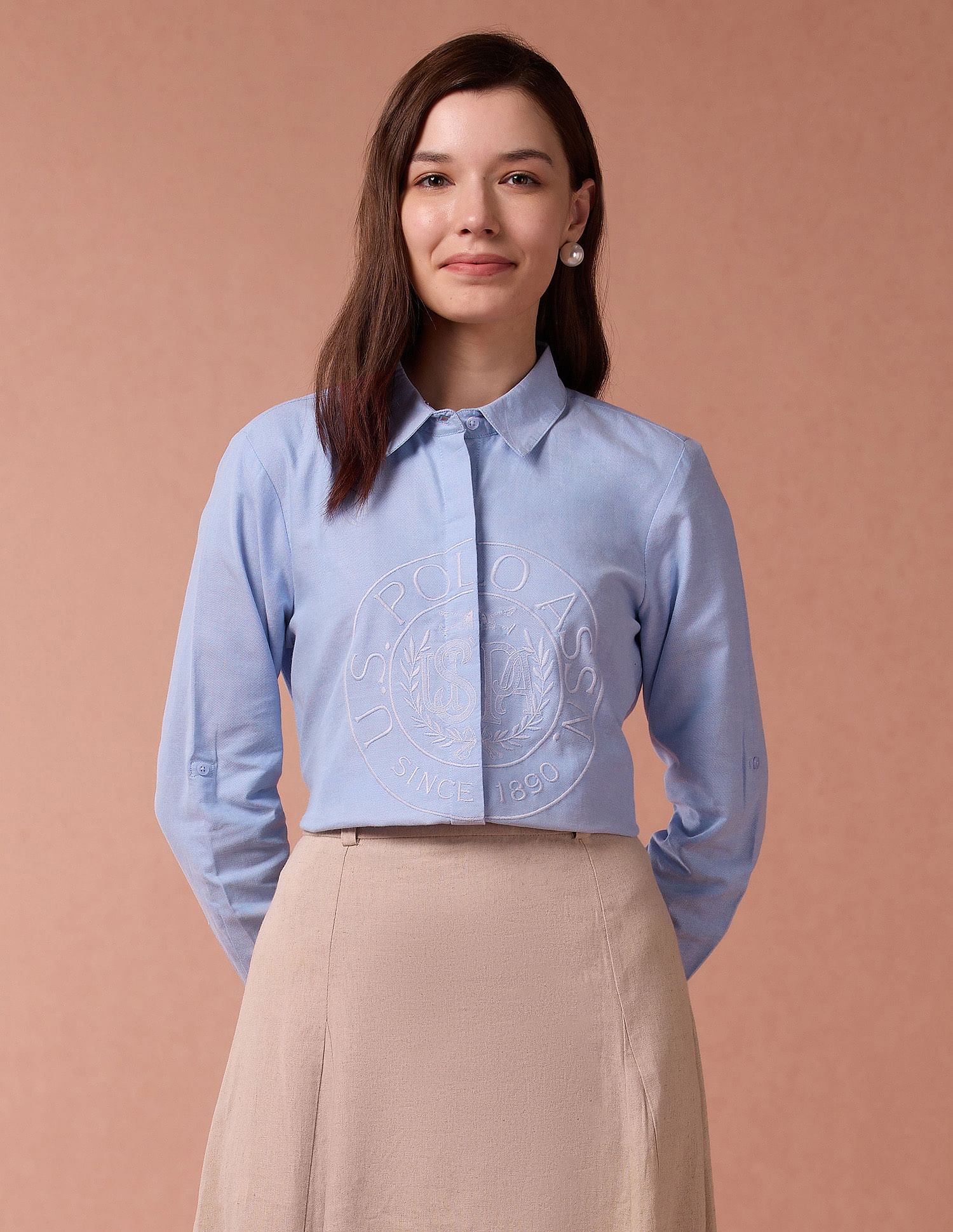 Embroidered oxford shirt online