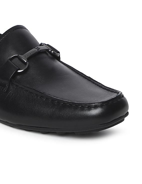 Calvin Klein Men Black Horsebit Leather Loafers