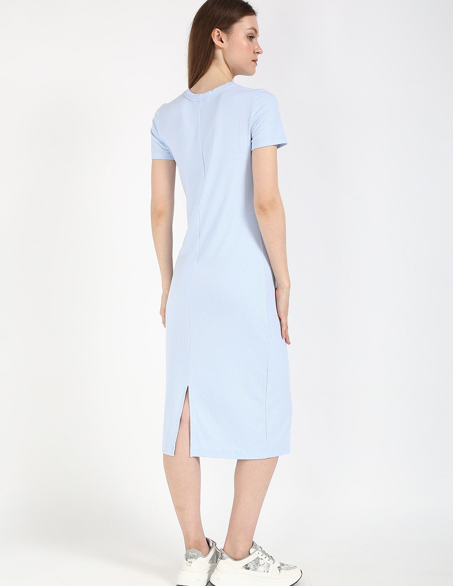 Tommy Hilfiger Cotton Crew Neck Midi Dress