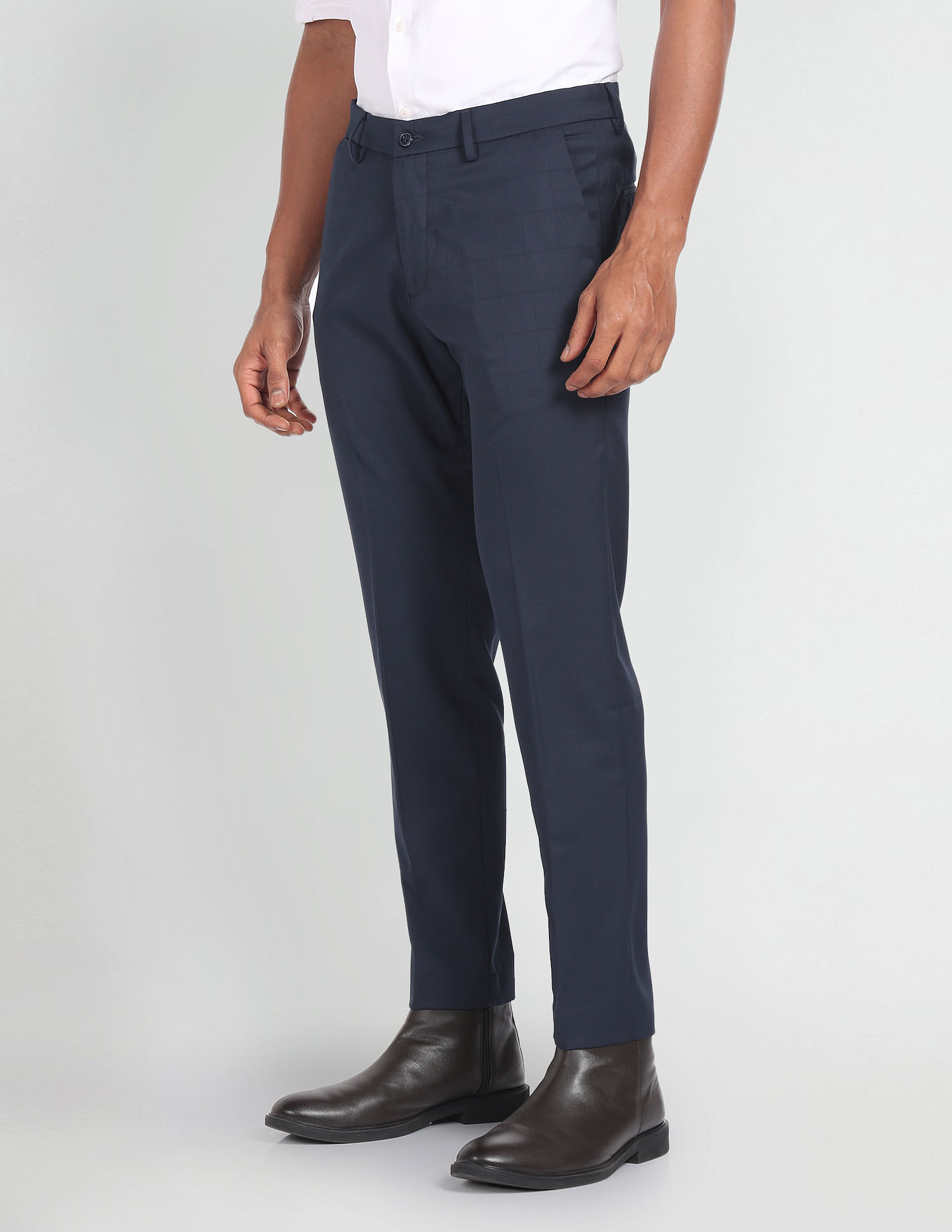 Arrow Newyork Windowpane Check Smart Flex Trousers