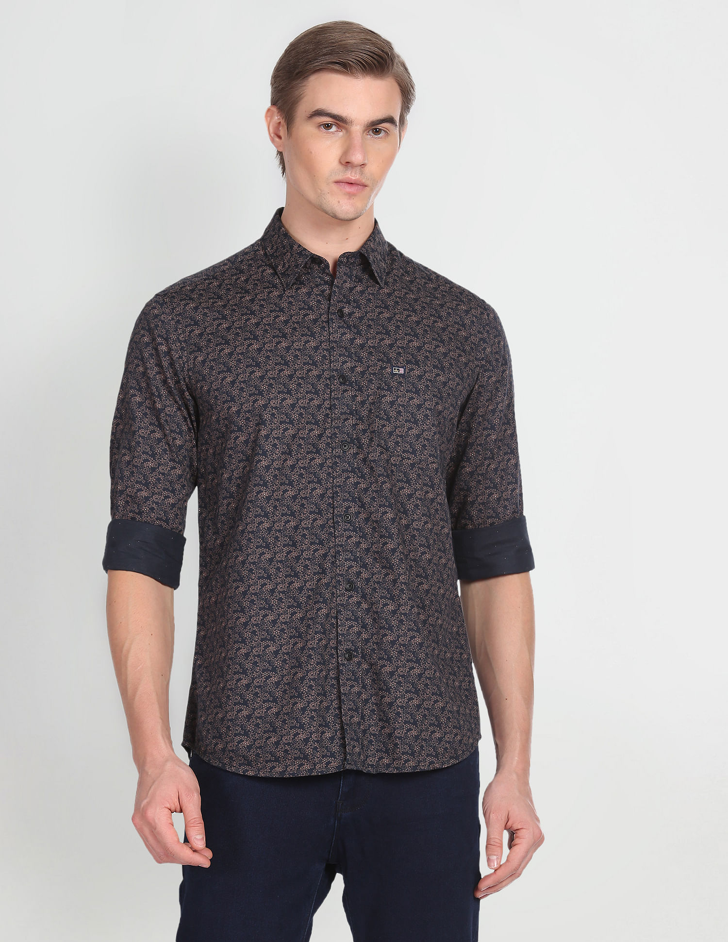 Arrow Sports Floral Print Cotton Casual Shirt