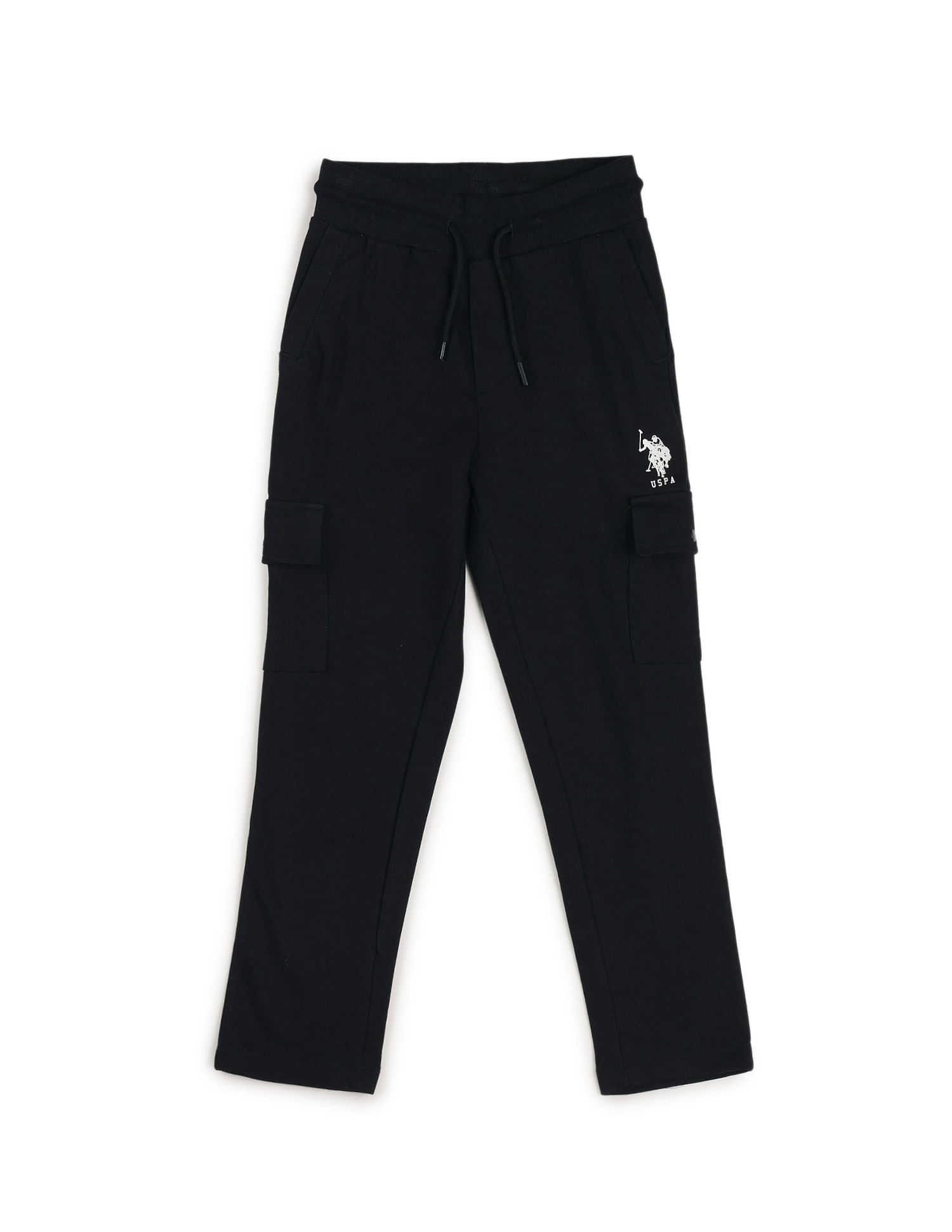 U.S. Polo Assn. Kids Boys Solid Pure Cotton Track Pants