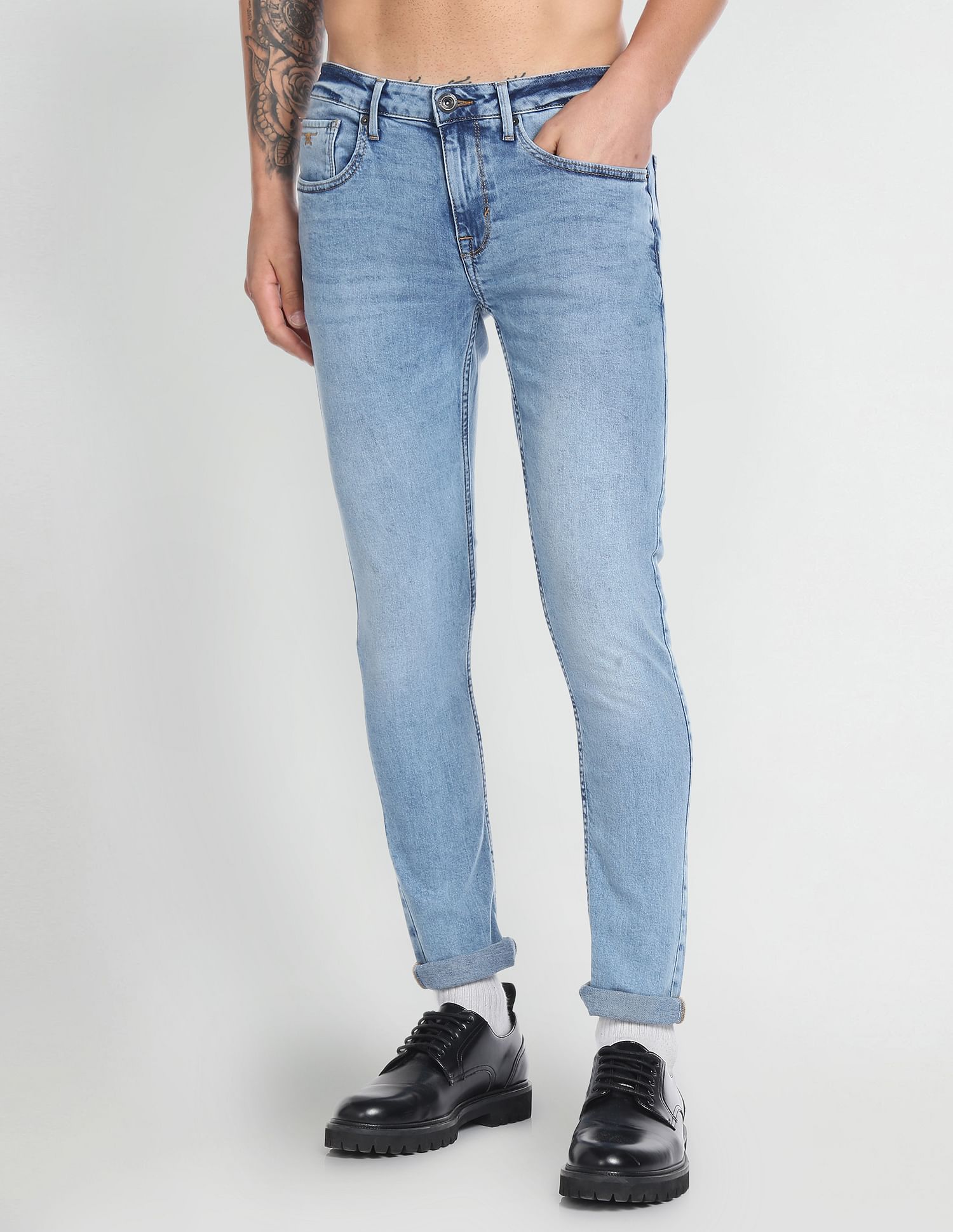 Flying Machine Low Rise Super Skinny Fit Wash Jeans