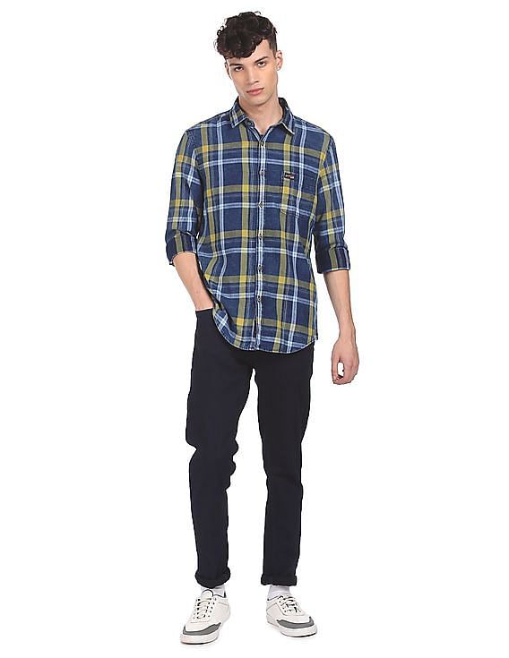 U.S. Polo Assn. Denim Co. Spread Collar Checked Casual Shirt
