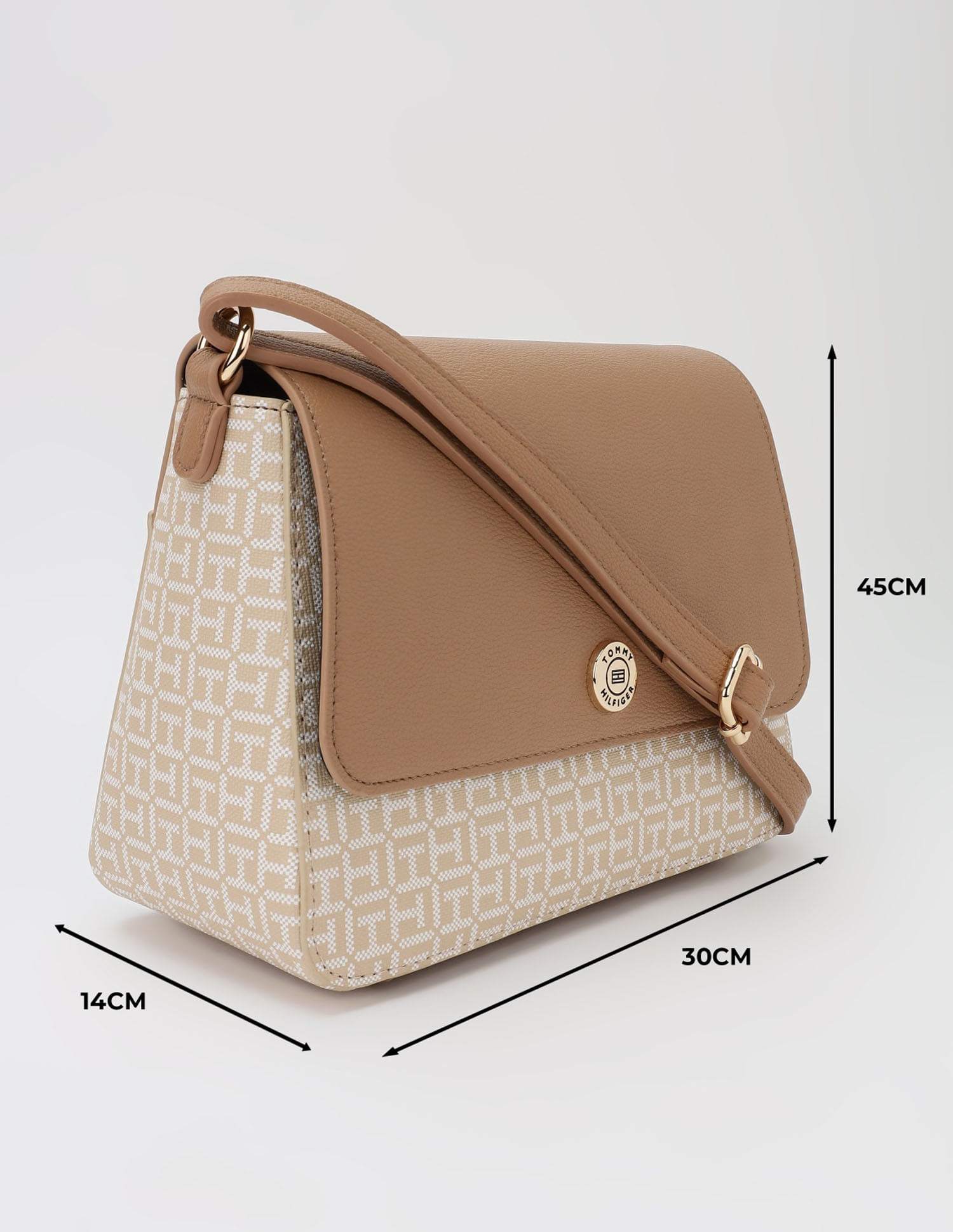 Tommy Hilfiger Logo Beige Pvc Sling Bag