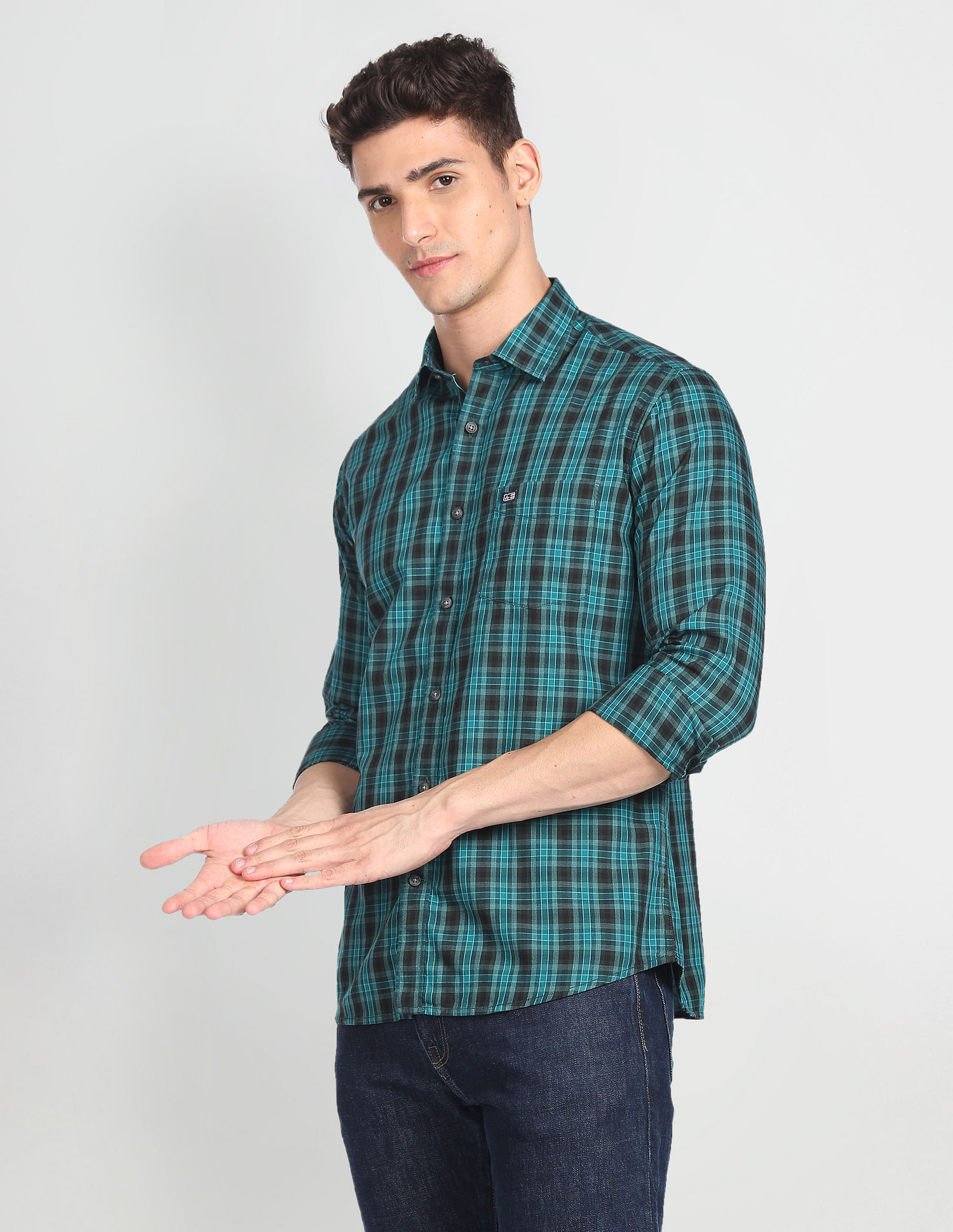 Arrow Sports Dupplin Check Manhattan Slim Fit Shirt