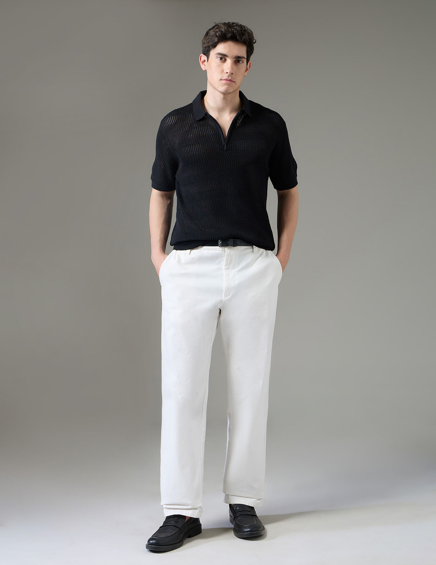 Arrow Newyork Textured Regular Fit Night Is Young Polo Shirt