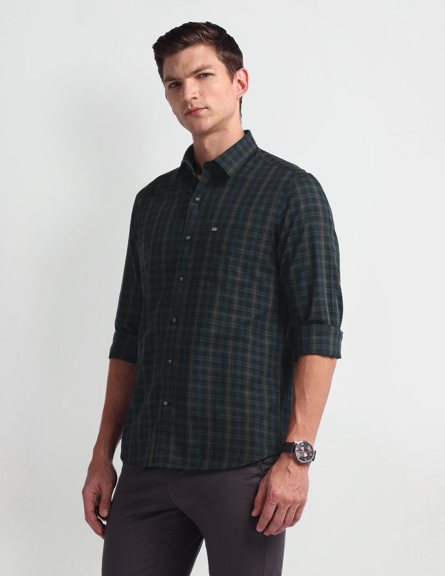 Arrow Sports Tartan Check Twill Shirt