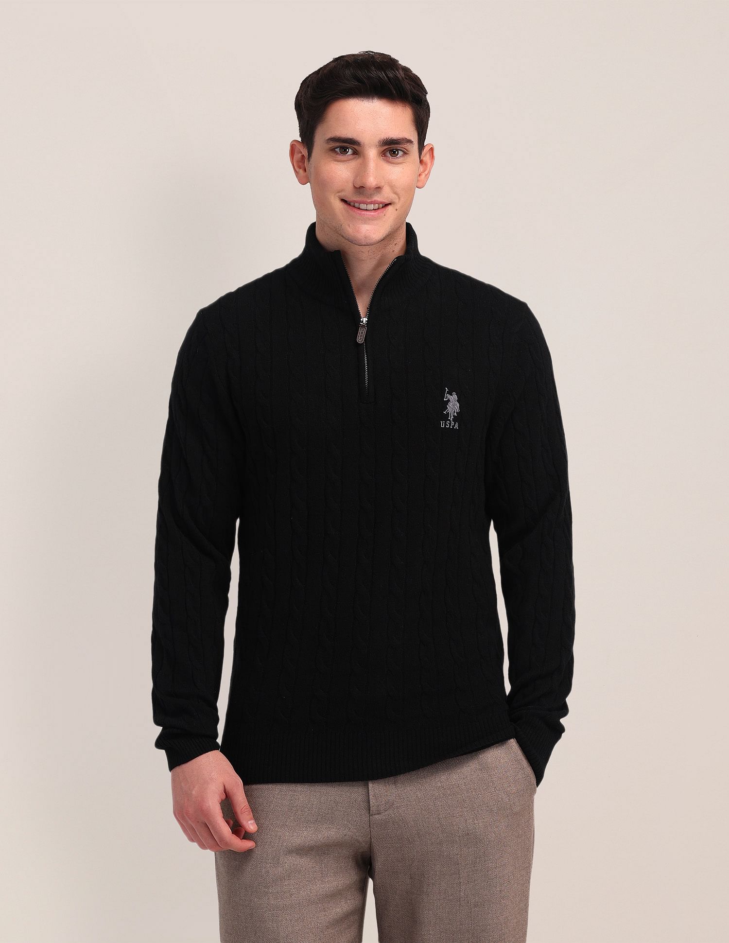 U.S. Polo Assn. High Neck Zipper Sweater