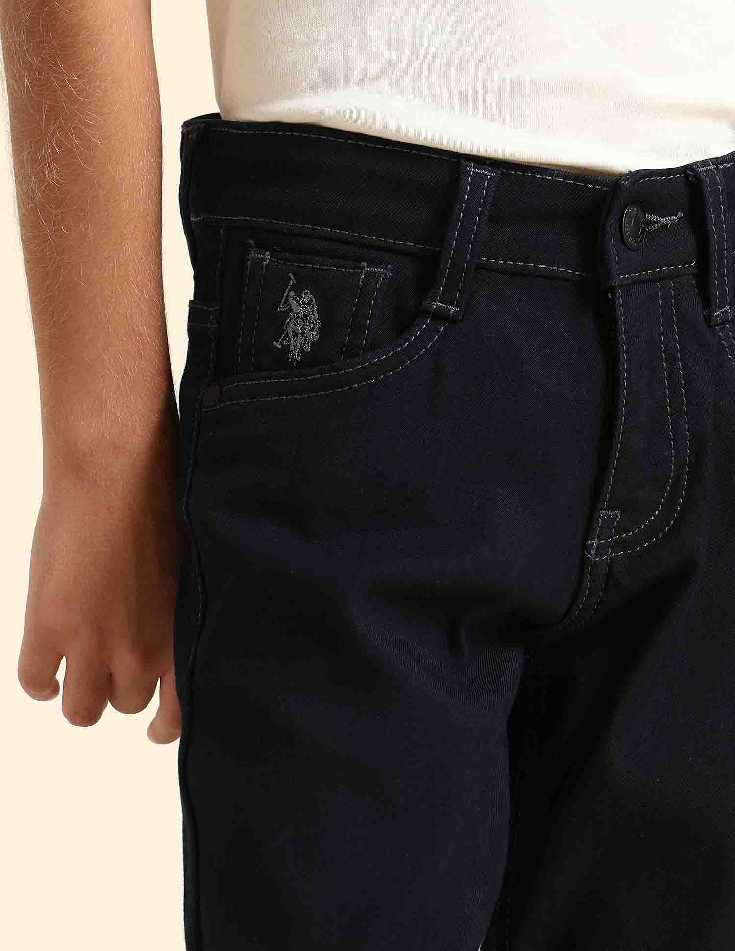 U.S. Polo Assn. Kids Boys Relaxed Fit Black Jeans