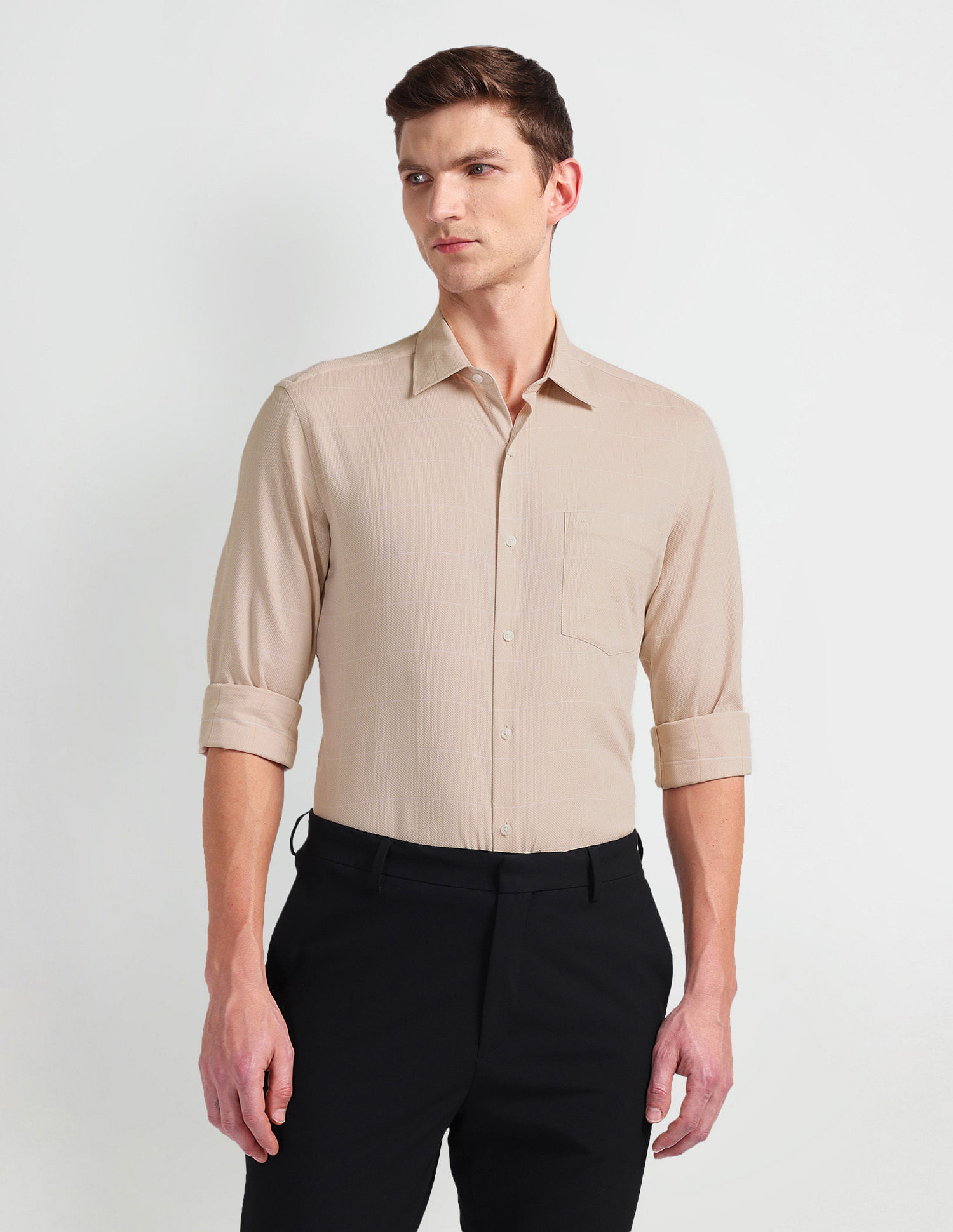 Arrow Cutaway Collar Windowpane Check Shirt