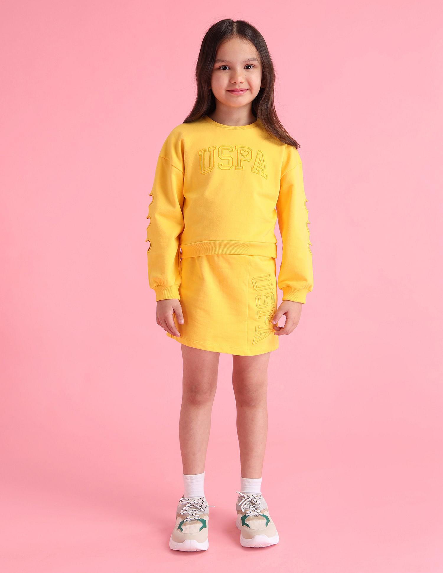 U.S. Polo Assn. Kids Girls Crew Neck Printed Sweatshirt
