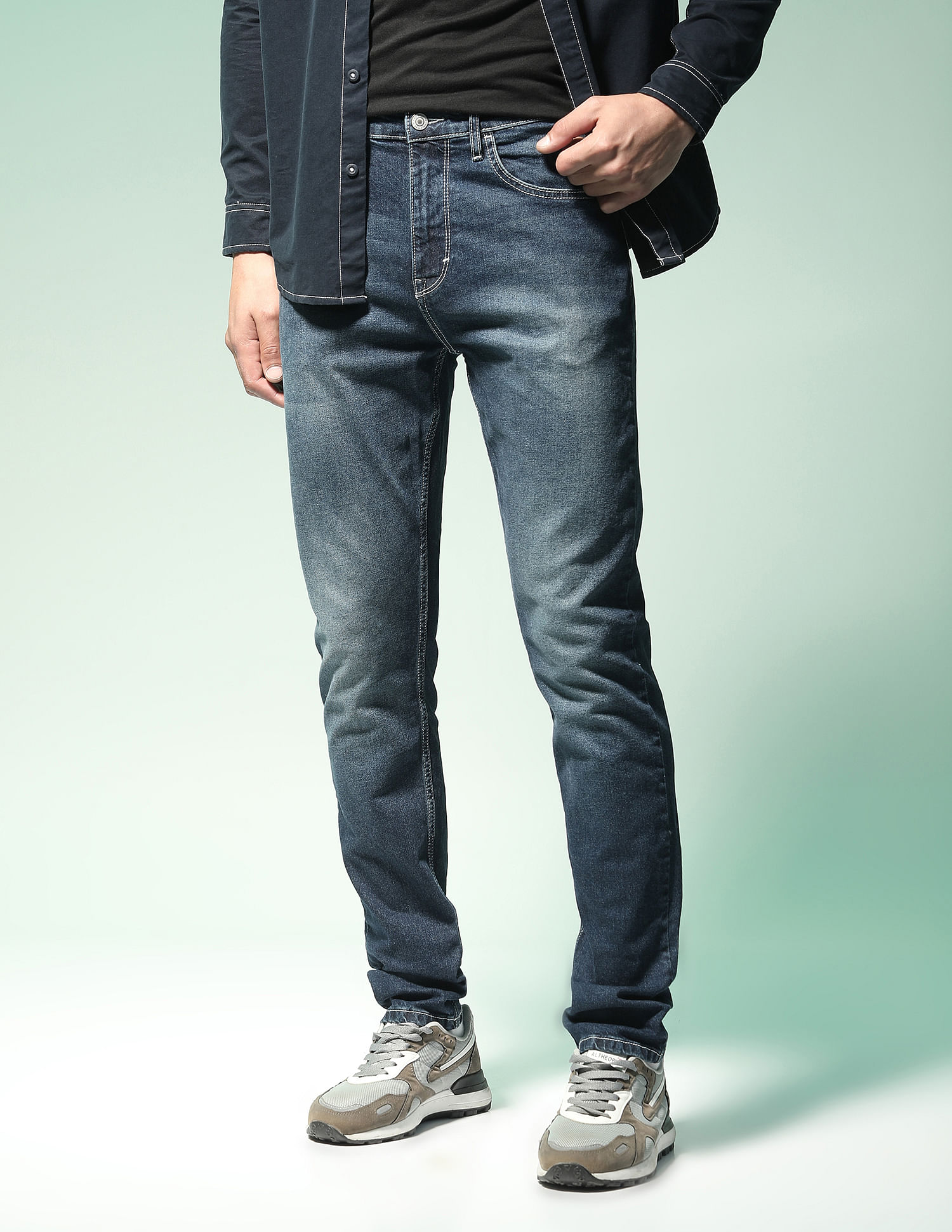 Flying Machine Slash Slim Tapered Stone Wash Jeans