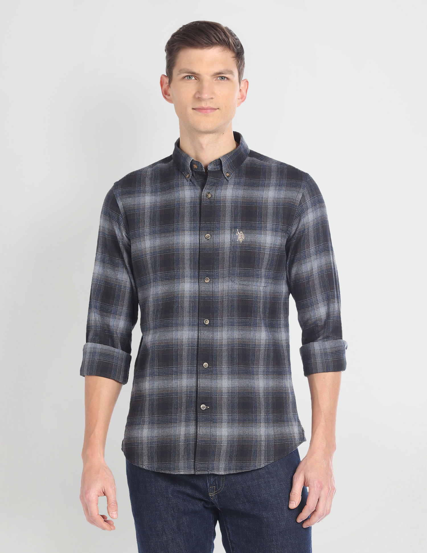 U.S. Polo Assn. Denim Co. Button Down Collar Plaid Shirt