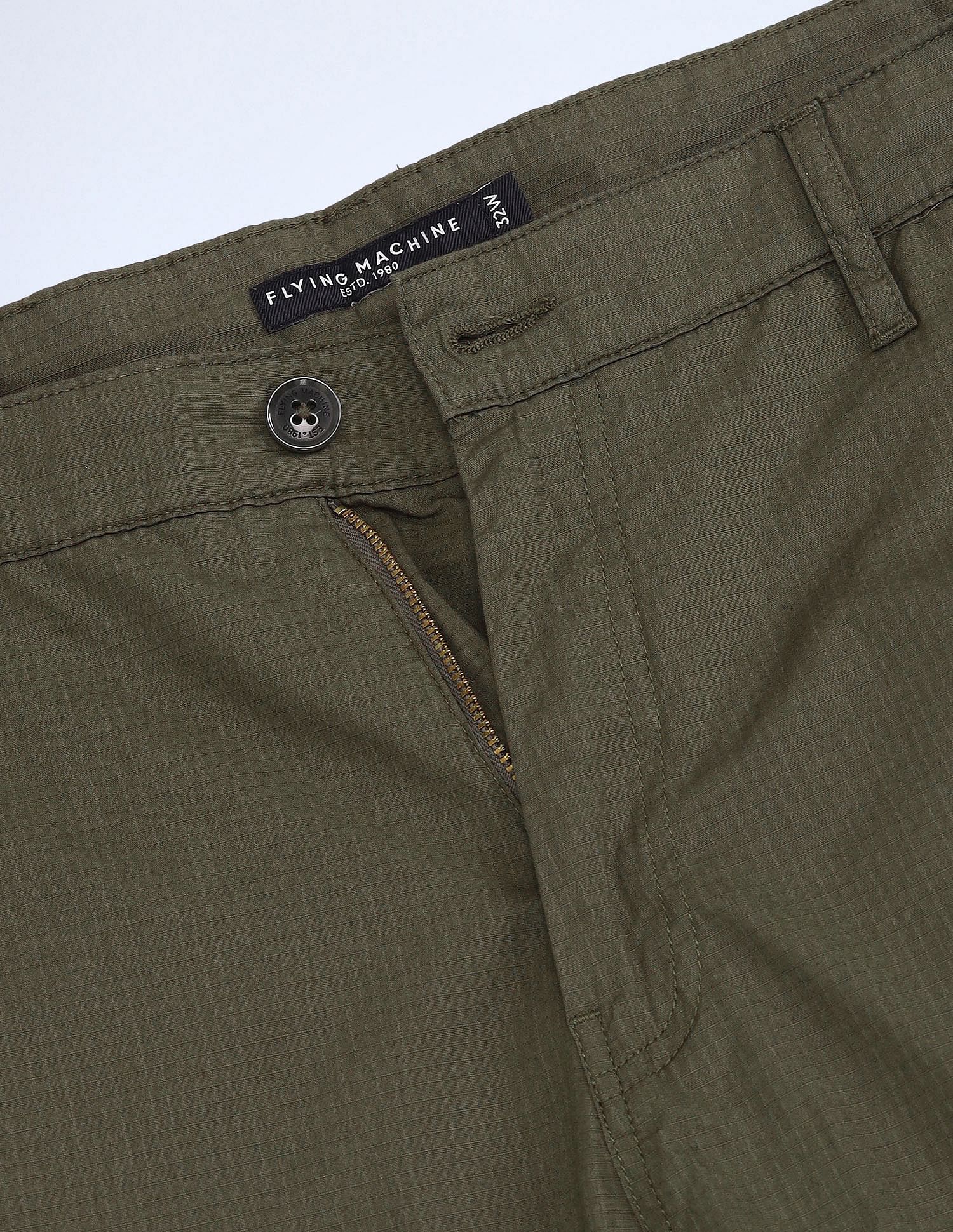Flying Machine Relaxed Fit Solid Cargo Trousers
