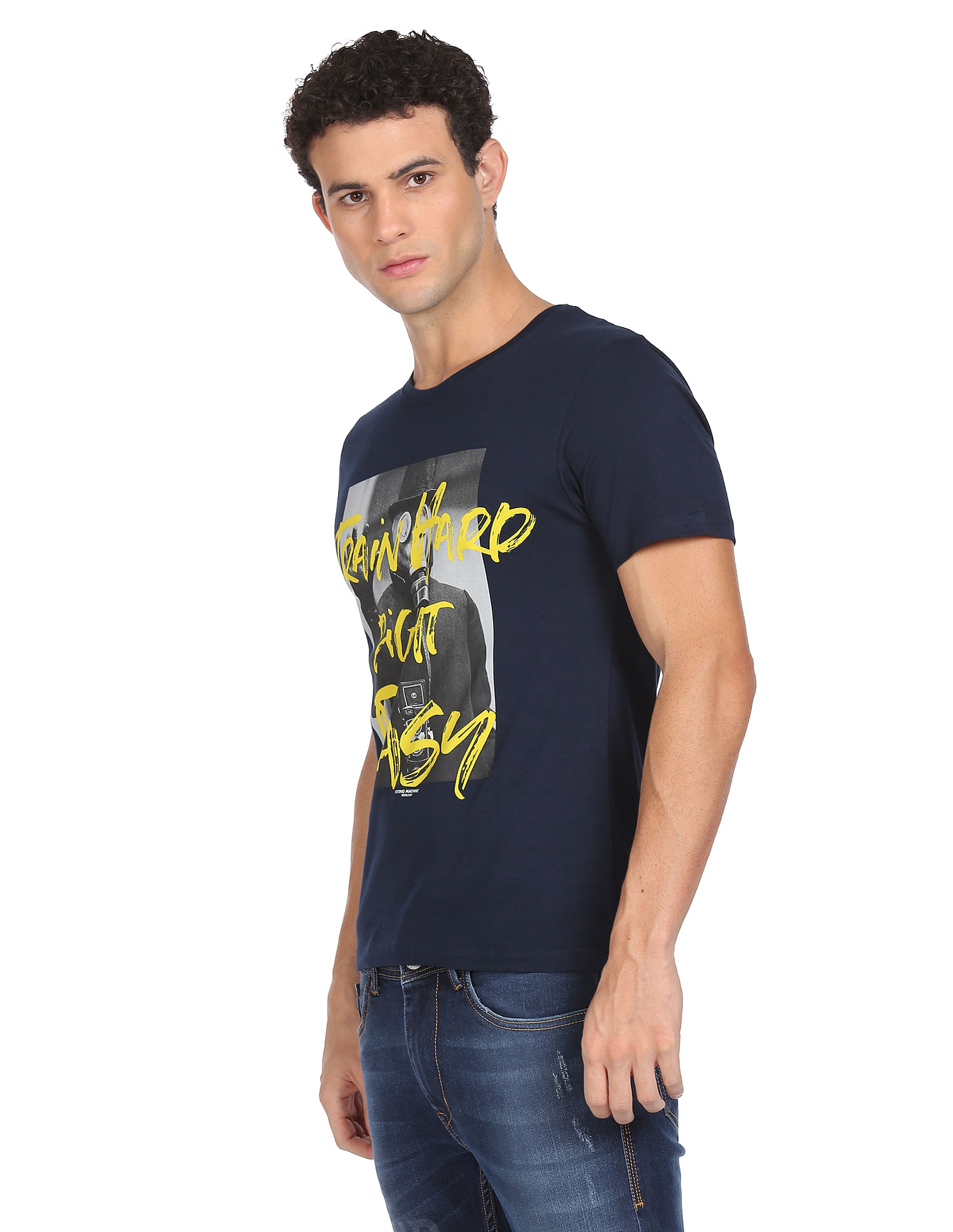 Flying Machine Pure Cotton Graphic Print T-Shirt