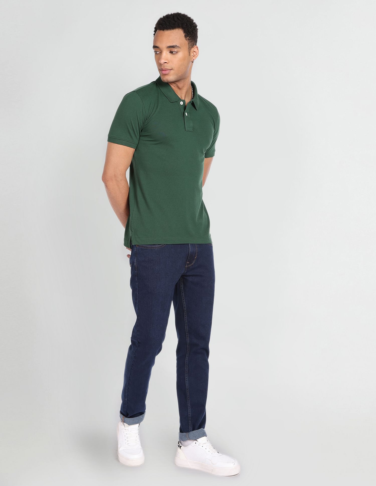 Flying Machine Short Sleeve Solid Polo Shirt