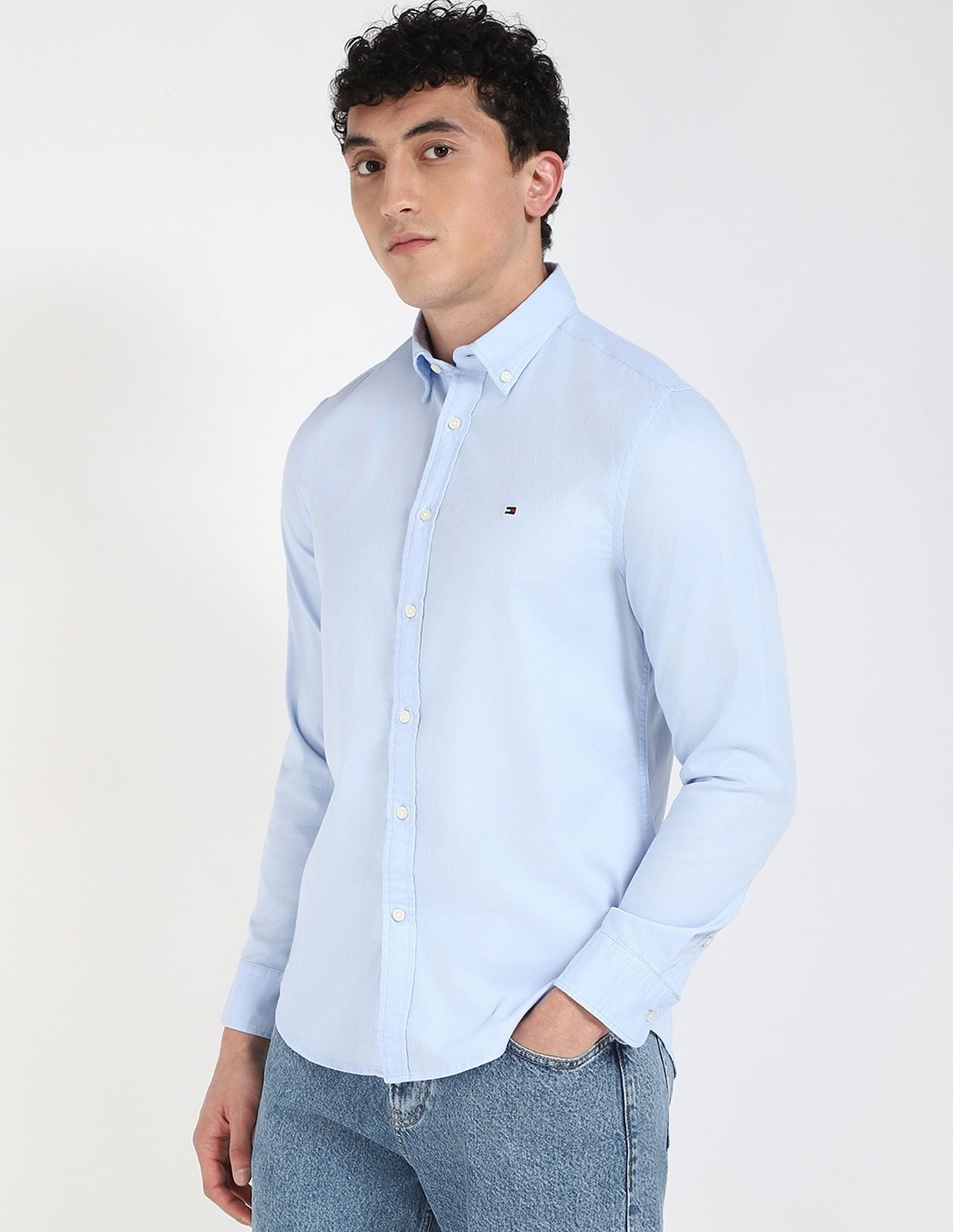 Tommy Hilfiger Solid Slim-Fit Dobby Woven Shirt
