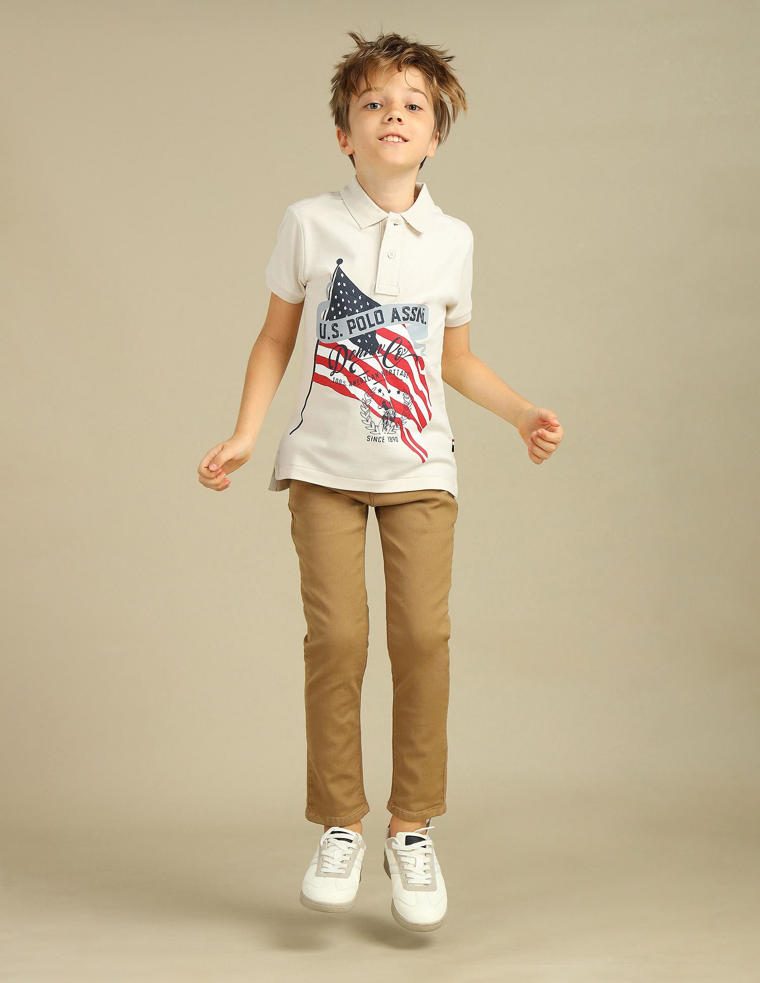 U.S. Polo Assn. Kids Boys Brand Printed Regular Fit Polo Shirt
