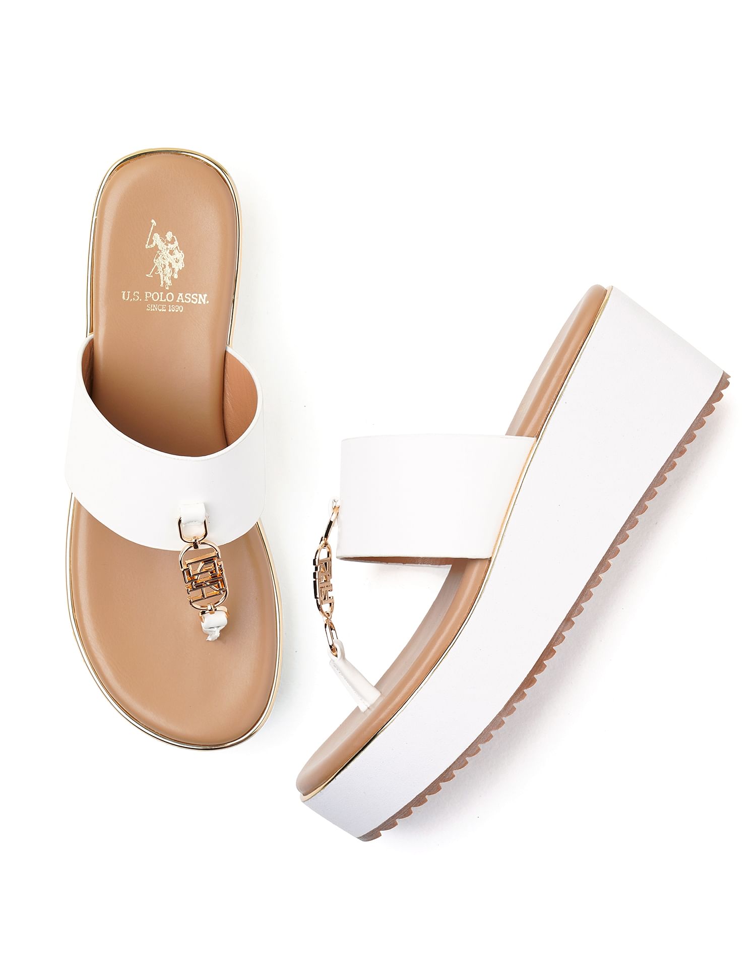 U.S. Polo Assn. Women Toe Separator Alessia Wedge Sandals