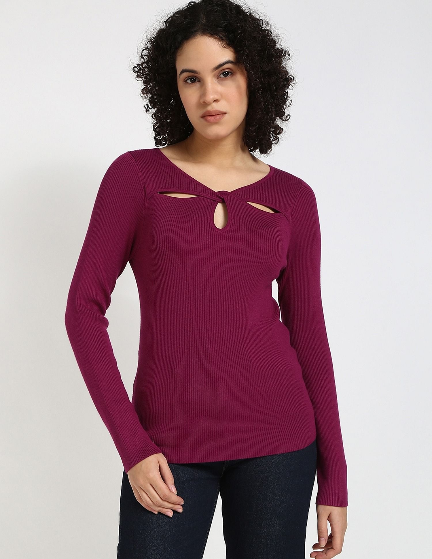 Calvin Klein Jeans Slim-Fit Rayon Keyhole Neck Top