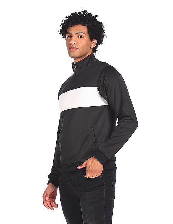 Flying Machine High Neck Colour Block Sweatshirt