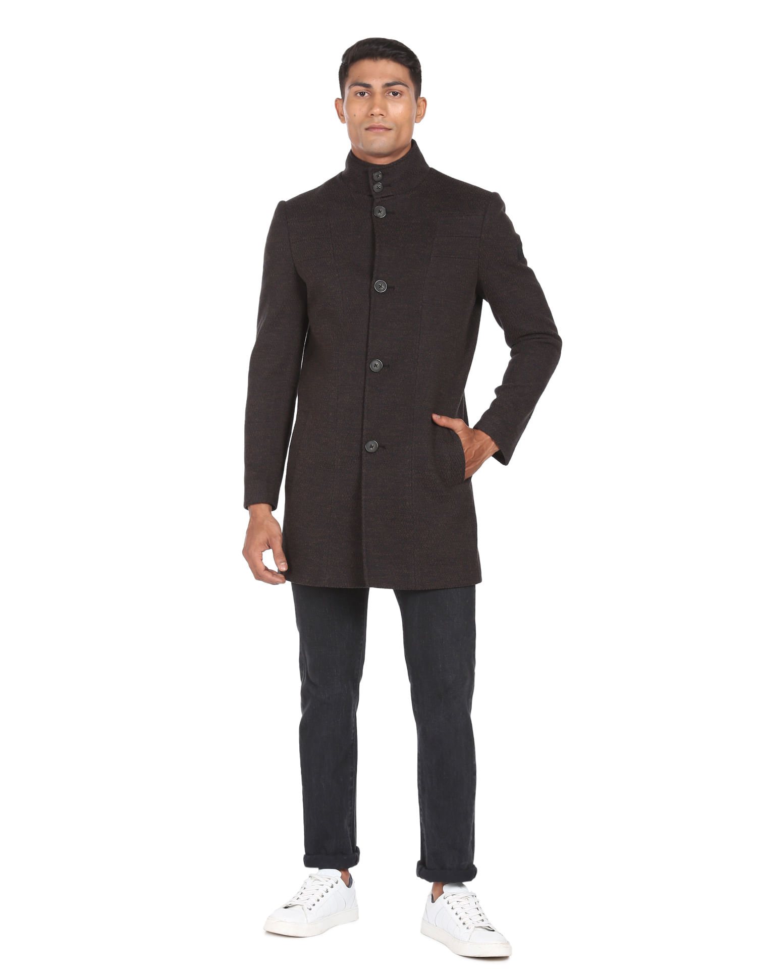 Buy Arrow Sports High Neck Heathered Trench Coat - NNNOW.com