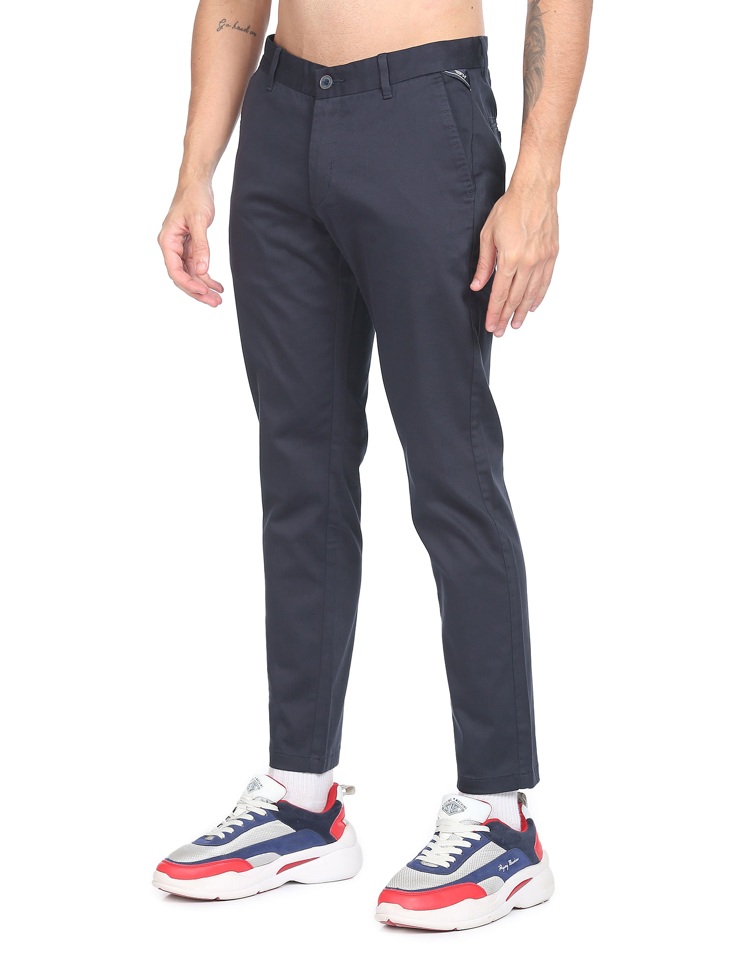 Flying Machine Super Slim Fit Solid Trousers