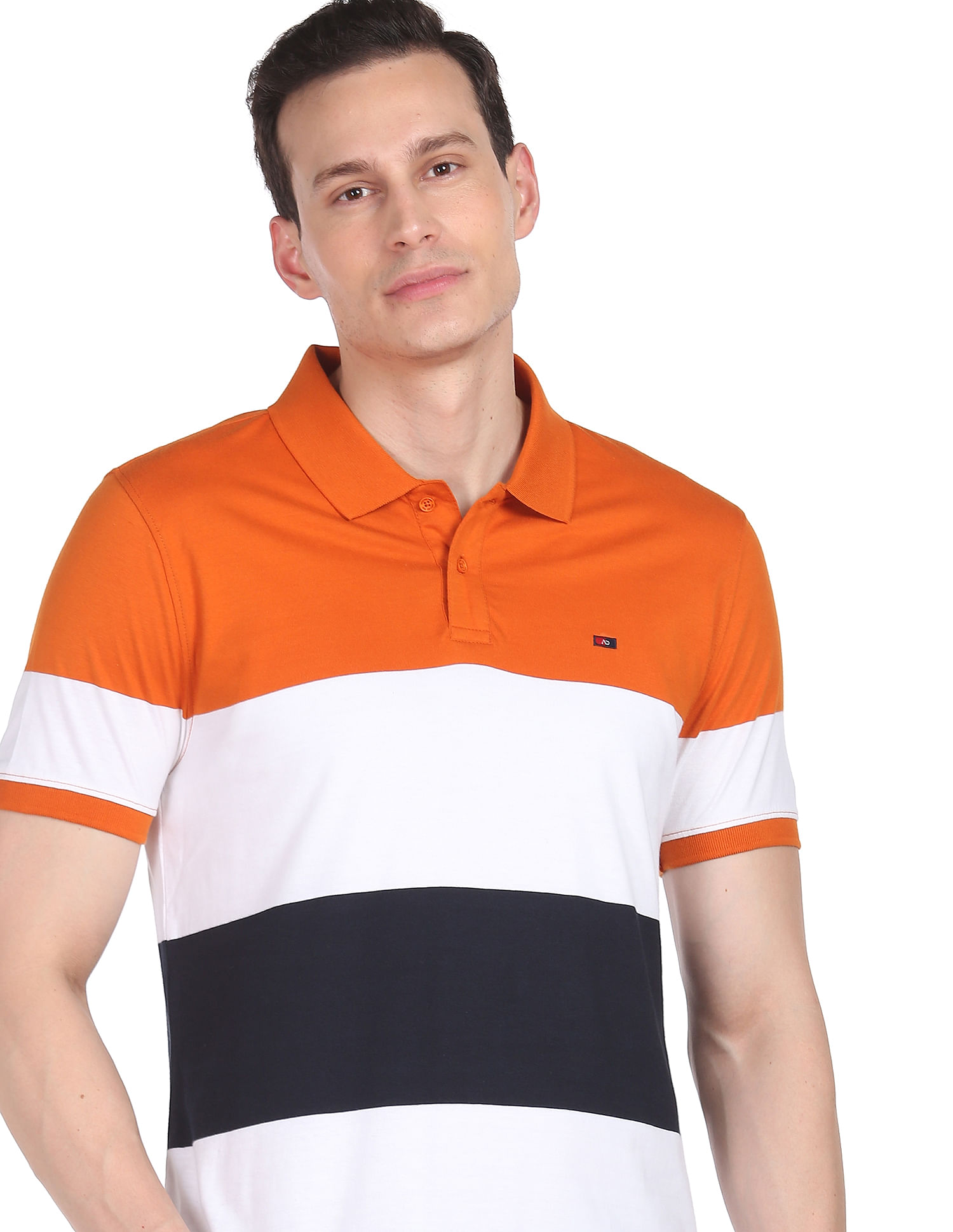 AD by Arvind Modern Horizontal Stripe Polo Shirt