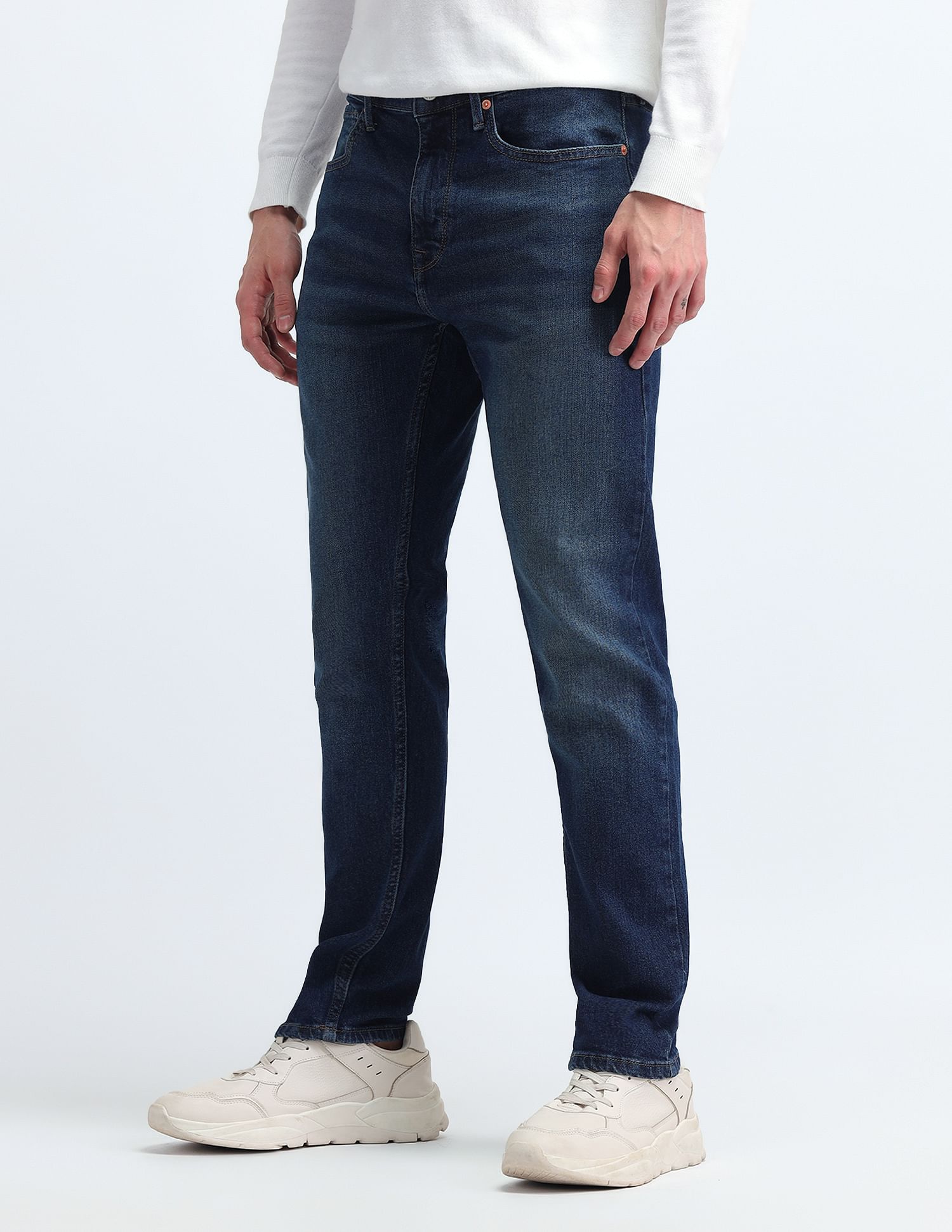 Flying Machine Slash Slim Tapered Fit Jeans