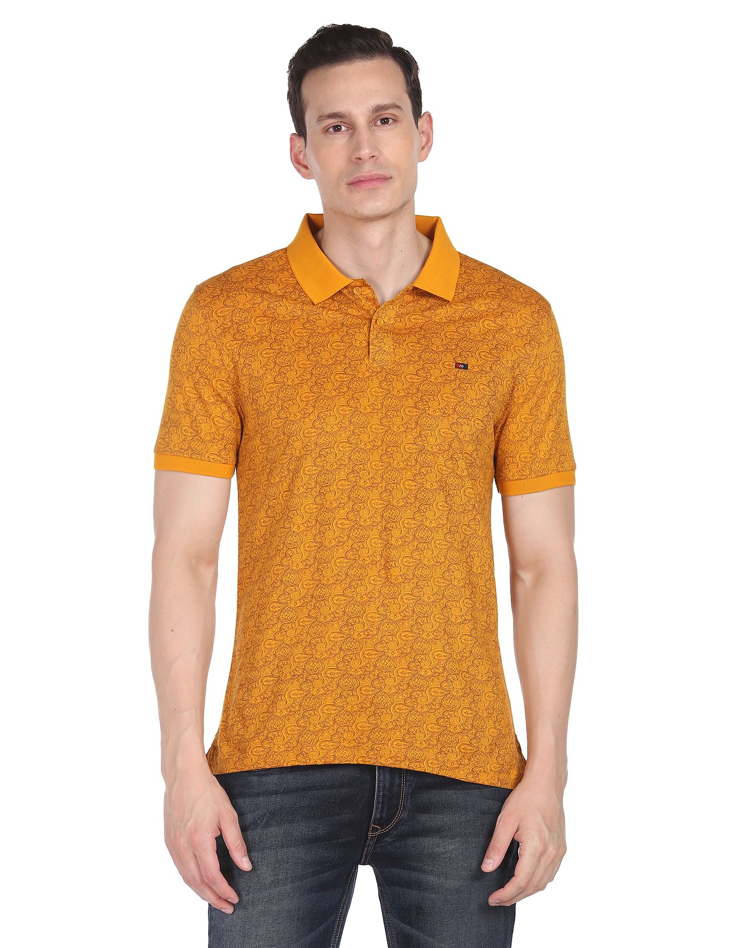 AD by Arvind Modern Abstract Print Polo Shirt