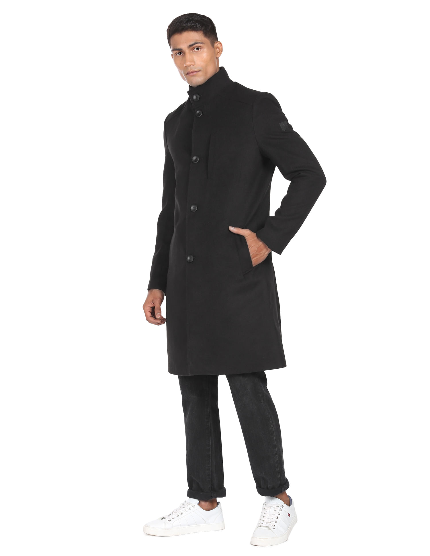 Buy Arrow Sports High Neck Solid Trench Coat - NNNOW.com